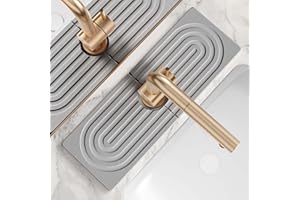 eormoe Faucet Mat for Kitchen Sink - Wider Diatomite Fast Drying Stone Sink Tray, Super Absorbent, Prevents Moisture Buildup - Faucet Splash Guard for Bathroom Counter (Grey, 15x5.3inch)