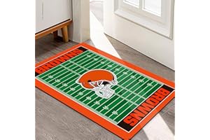 AYYQHC Football Field Design Entry Floor Mat,30" W x 18" H Orange Color Non-Slip Rubber Door Mat for Football Sports Fans, Home Decor Area Rug