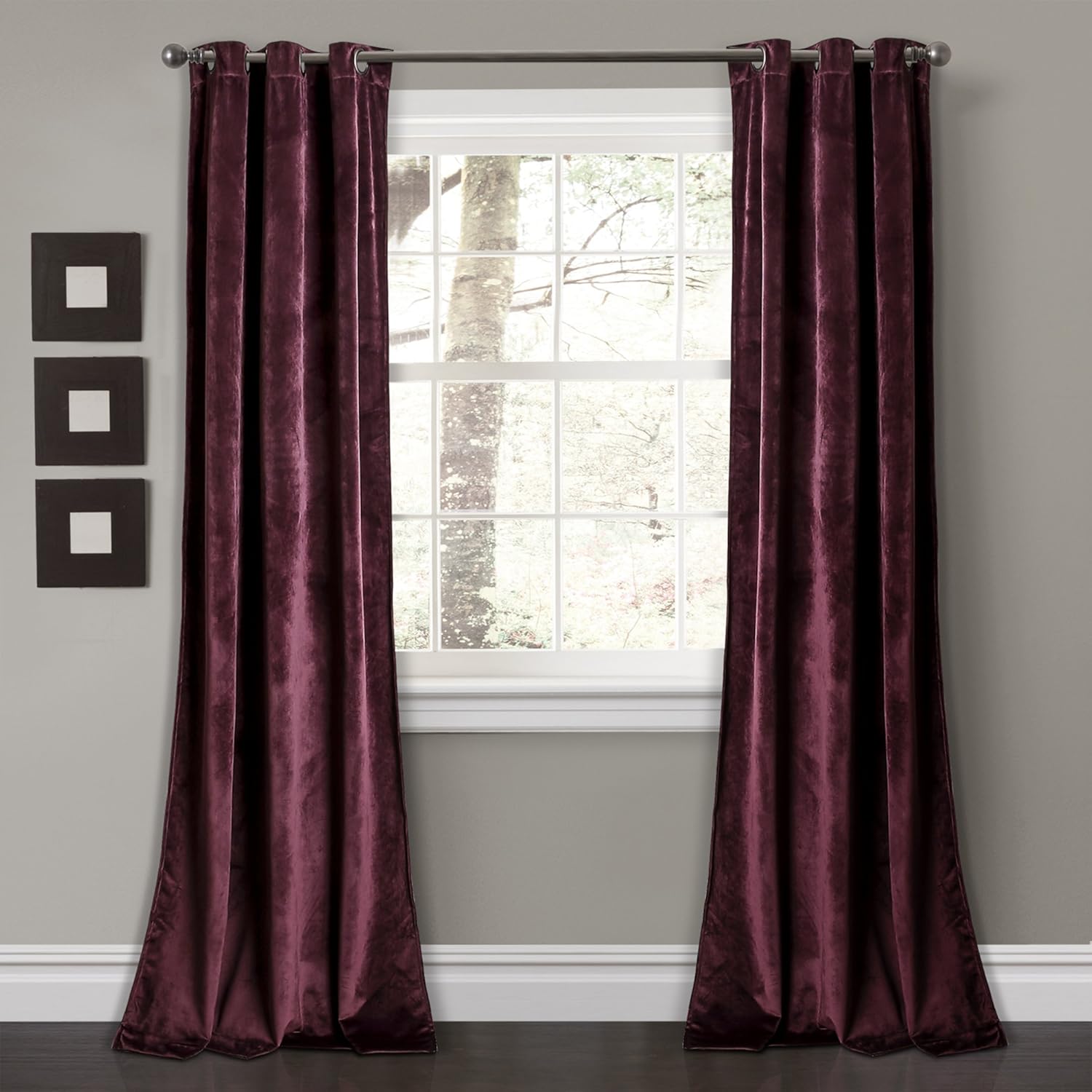 Amazon Com Lush Decor Plum Prima Velvet Curtains Solid Color