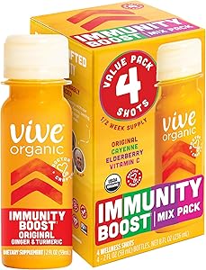 Vive Organic Immunity Boost Shots -Variety 4 Pack (2oz, 4 Count)