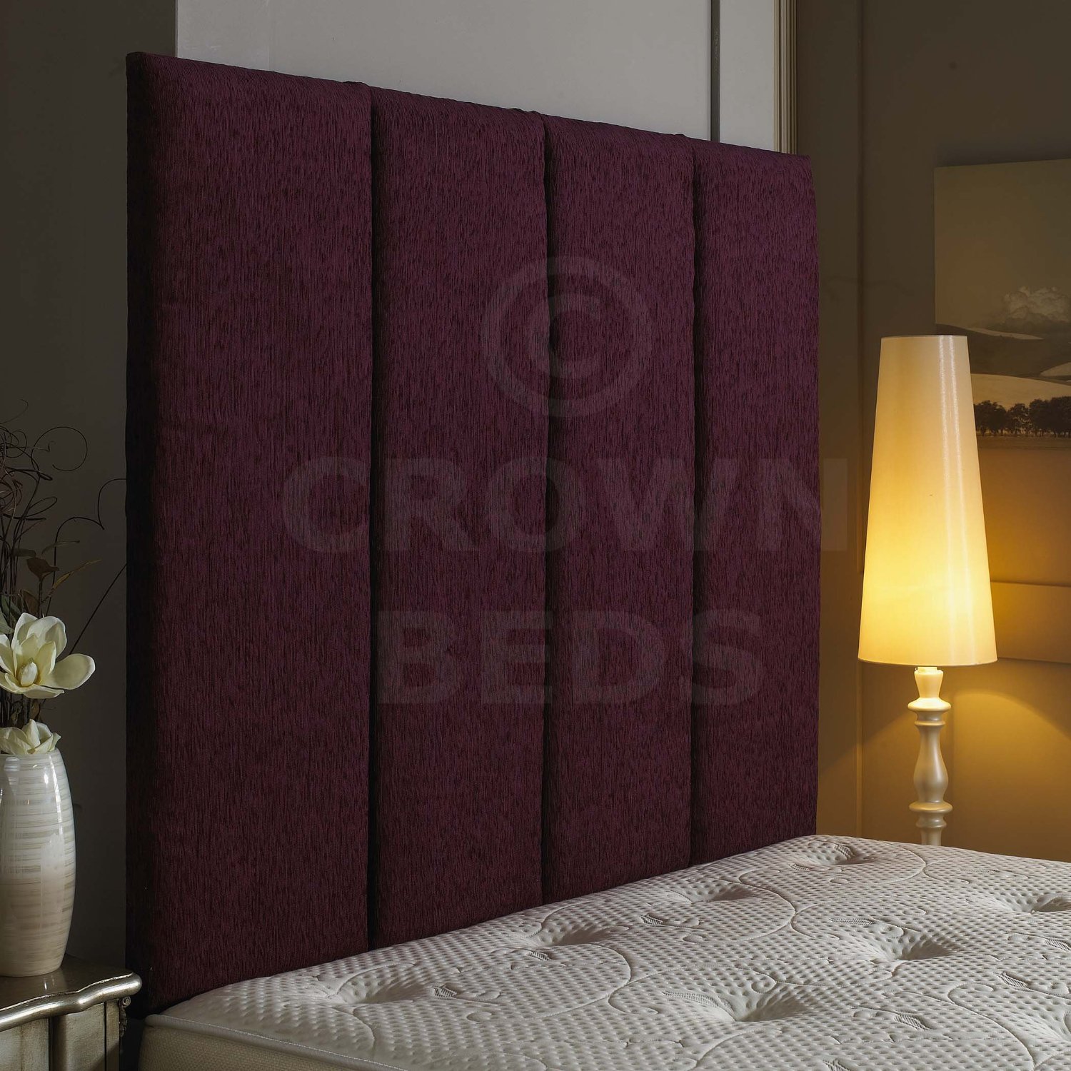 CROWNBEDSUK APOLLO CHENILLE HEADBOARD 2ft6,3ft,4ft,4ft6,5ft,6ft Black, 3ft (Single)