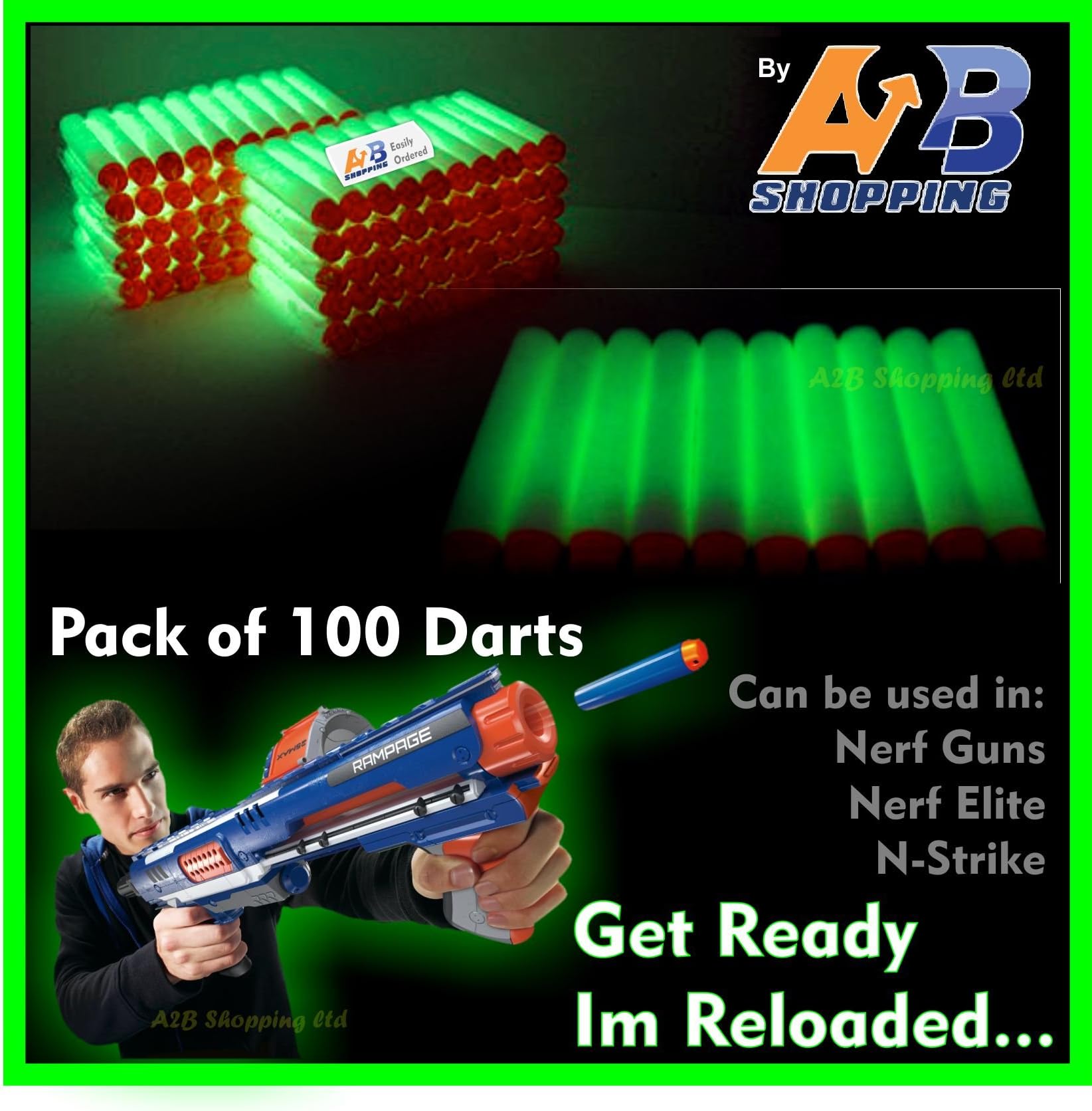 Yalulu Glow 100pcs 7.2cm Foam Refill Bullet Darts for Nerf N-strike Elite Series Blasters Toy Gun
