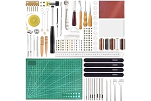 KUUQA 58 Pcs Leather Craft Tools DIY Leather Sewing Tools for Hand Sewing Stitching Leather Craft DIY Tool