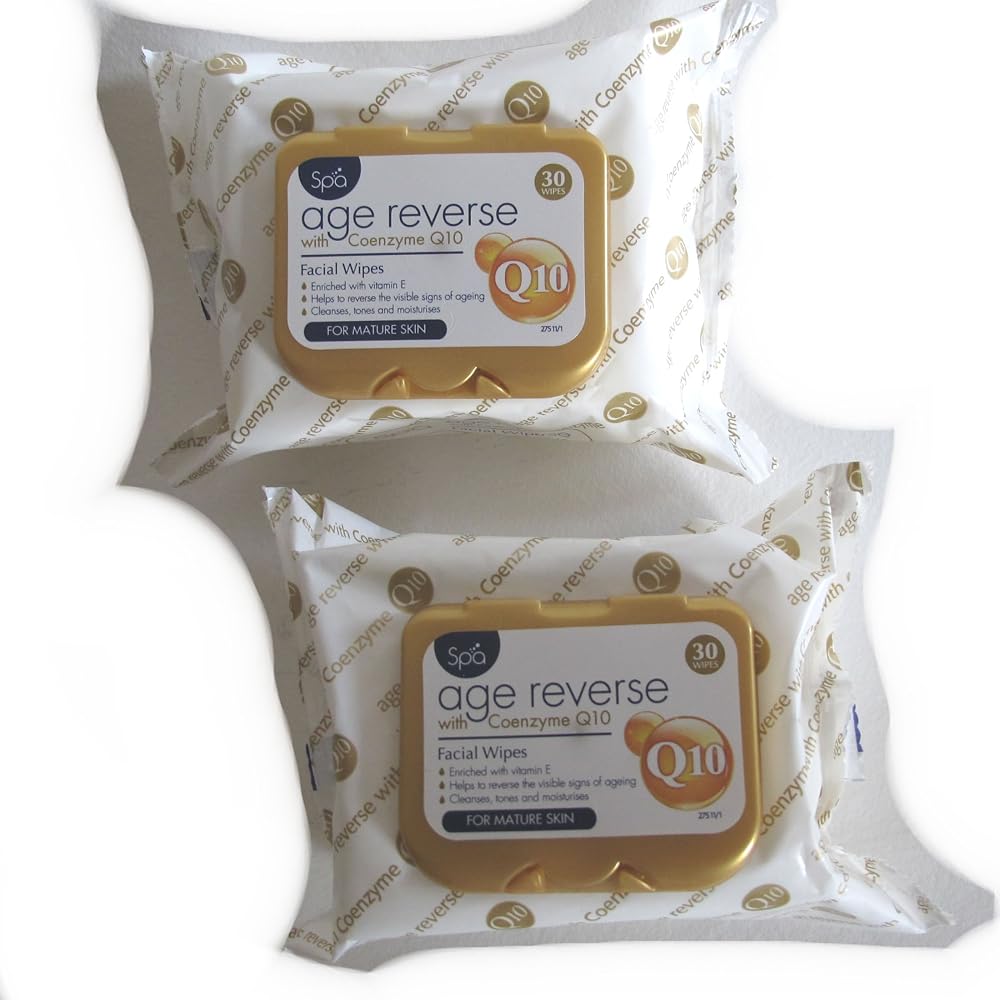 Spa Age 40 Plus Reverse Facial Wipes Mature Skin Q10 Coenzyme 30 Pack x2