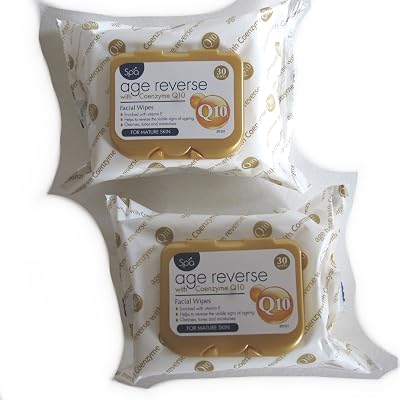 Spa Age 40 Plus Reverse Facial Wipes Mature Skin Q10 Coenzyme 30 Pack x2
