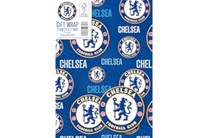 DANILO PROMOTIONS LTD DANILO PROMOTIONS LIMITED Chelsea FC Wrapping Paper 2 Sheets 2 Tags, Chelsea Football Gift Wrap