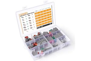 Flytuo 96PCS Deutsch DT Connector Kit, 8 Sets 2, 3, 4, 6, 8, 12 Pins Automotive Electrical Connectors, Waterproof Sealed Wire Connectors Used for Motorcycle, Ship, Scooter, Car, Truck, Boats