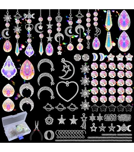Kit De Fabrication D'Attrape-Soleil DIY - 130 Pièces Avec Perles De Verre, Connecteurs Papillon - Pour Jardin, Fenêtre