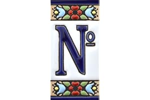 ART ESCUDELLERS House letters 3 inch. Handpainted house letter tiles for signs, addresses and names. Address numbers for houses. House address numbers and letters. Design Design FLORES MINI 2,87" x 1,38" (NUMBER Nº)