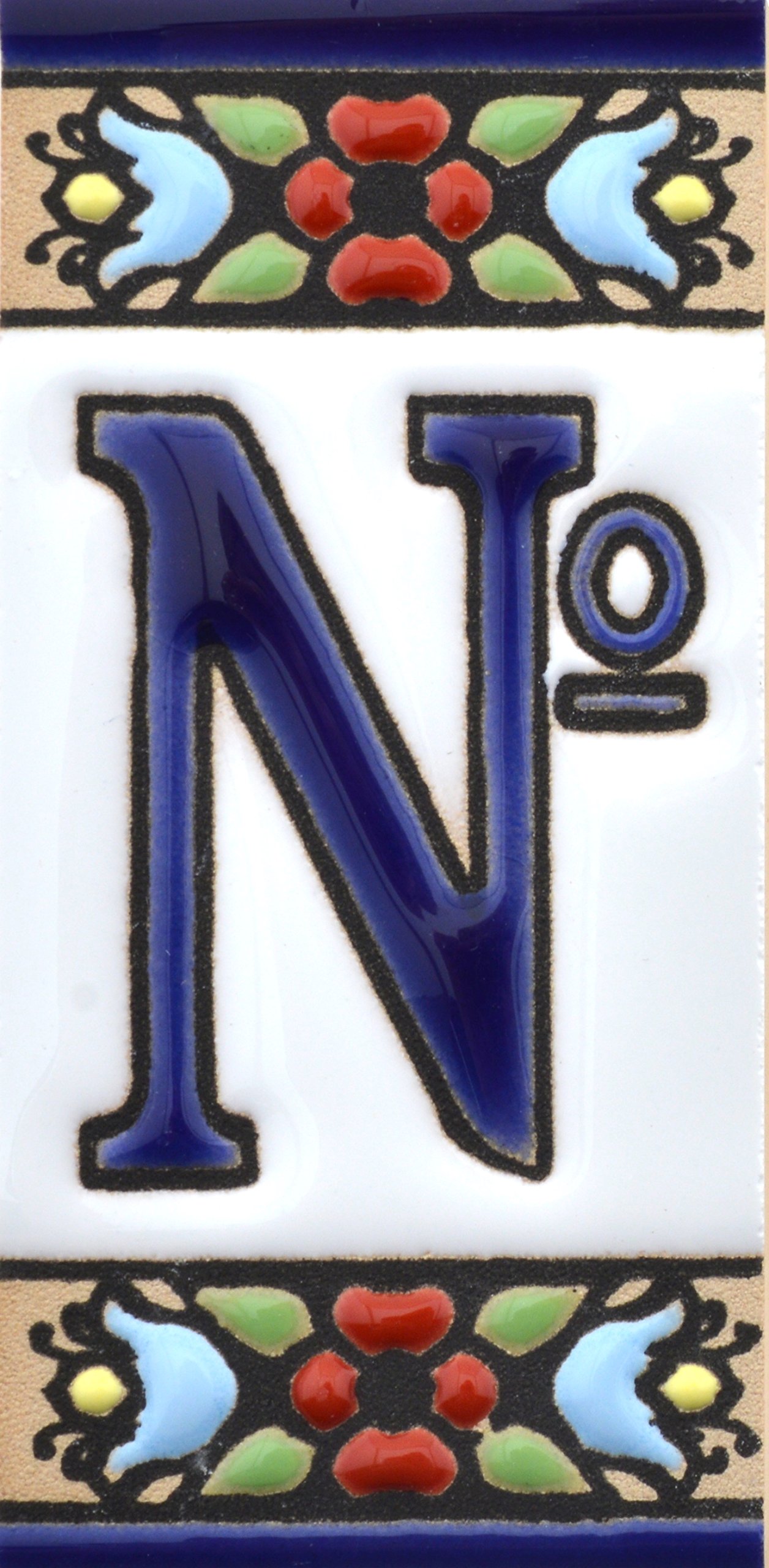 House letters 3 inch. Handpainted house letter tiles for signs, addresses and names. Address numbers for houses. House address numbers and letters. Design Design FLORES MINI 2,87" x 1,38" (NUMBER Nº)
