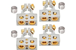 InstallGear 0/4/8 or 10 Gauge Battery Terminals with Shims - Positive and Negative Connectors - for Car Battery Terminal Conn