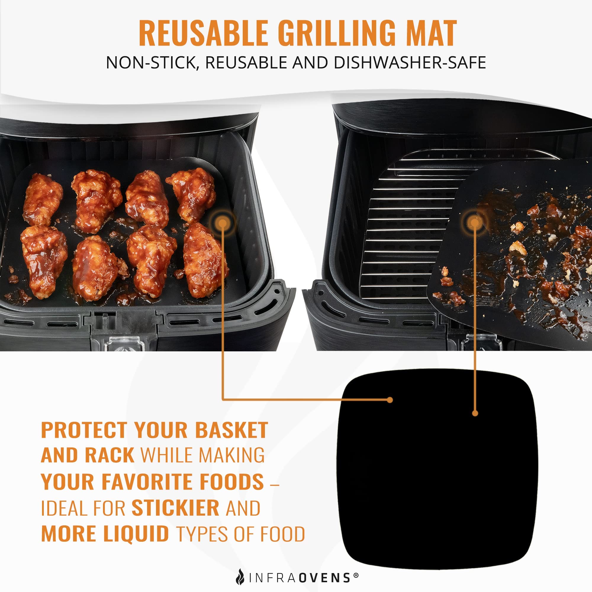 Air Fryer Rack Accessories Compatible with Ninja Crispi, Bella, Cosori, Secura, Insignia, Philips, Kalorik + More, Stainless Steel Extra Large XL Silicone Mat, Accessorios para Freidora de Aire