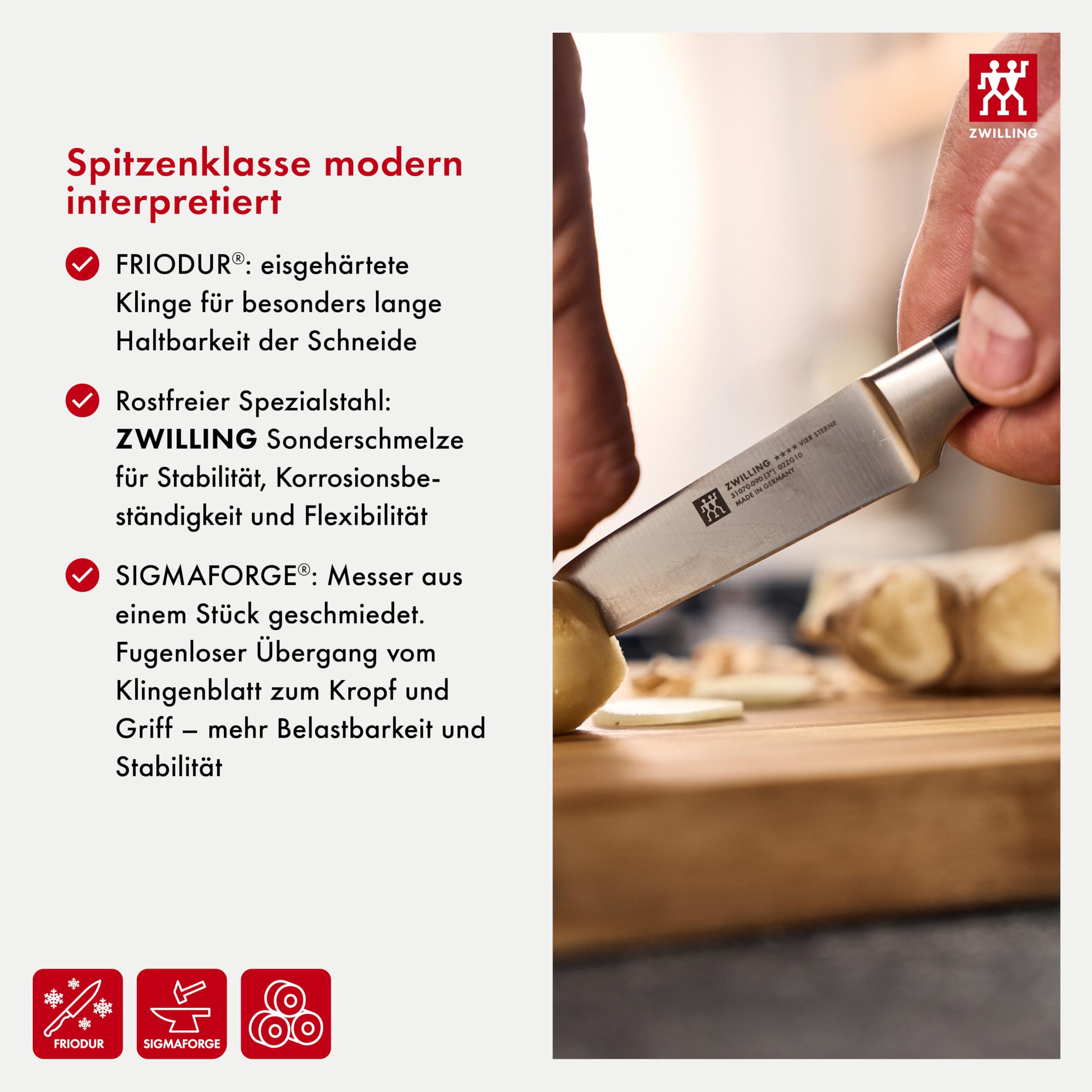 ZWILLING Vier Sterne Selbstschärfender Messerblock 7-teilig, Rostfreier Spezialstahl, Schwarz, Made in Germany 5