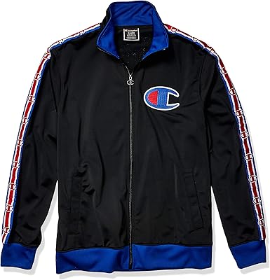 champion black & red taping track jacket