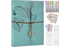 ZEEYUAN Scrapbooking Supplies Kits Leather Scrapbook Photo Album 8.5x11 inch Scrap Book 60 Pages, Leaf Pattern Photo Book Travelling Journal Scrapbook Family Scrapbook