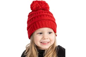 Funky Junque Kids Beanie Baby Toddler Cable Knit Children’s Pom Winter Hat