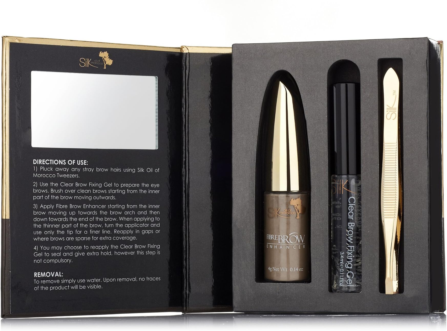 SILK OIL OF MOROCCO FIBRE BROW ENHANCER EXTENSIONS KIT - INCLUDES WAND, MINI MASCARA AND TWEEZERS (COFFEE MEDIUM)