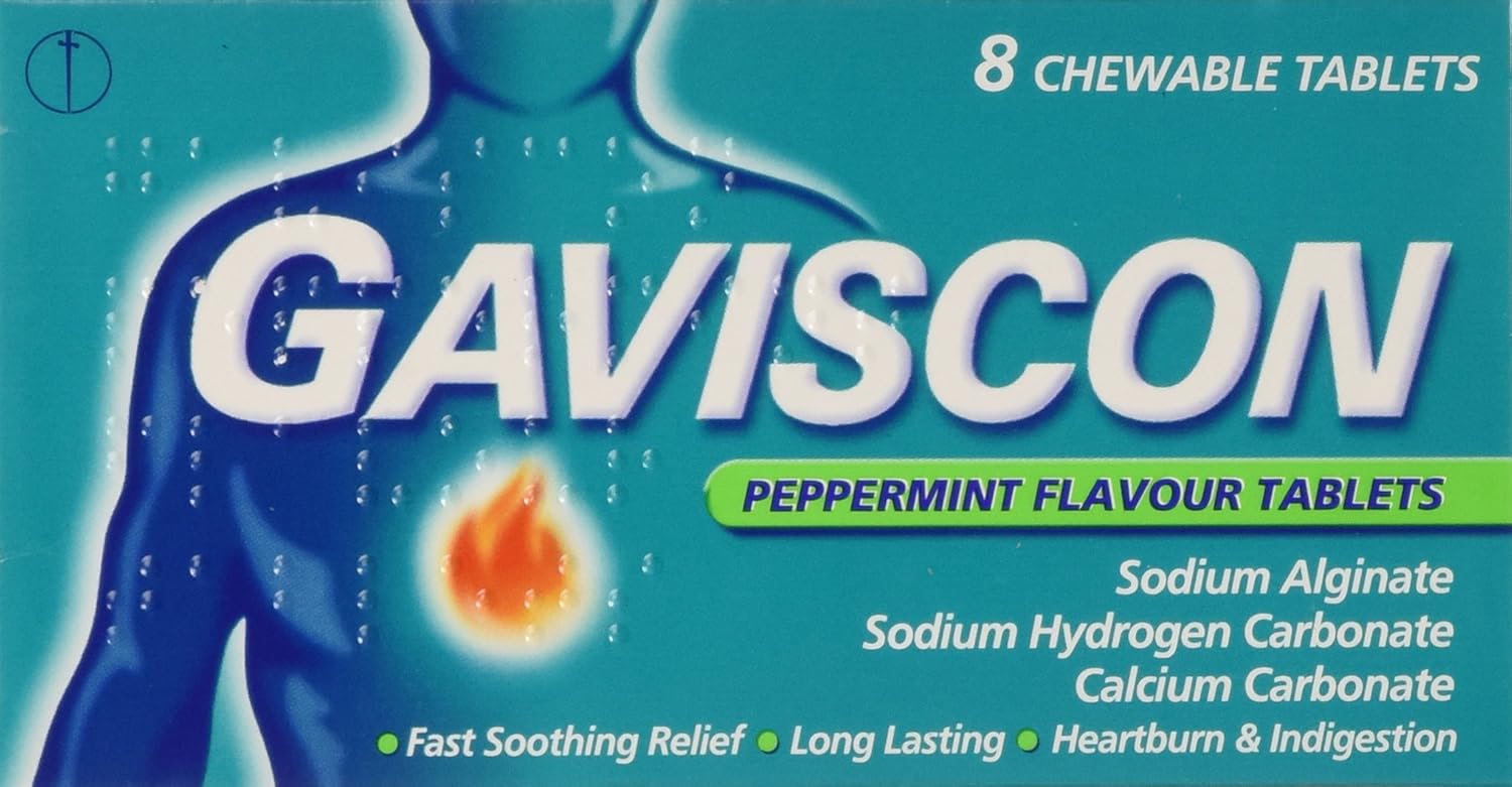 Gaviscon Heartburn and Indigestion Relief 250 mg Peppermint Eight