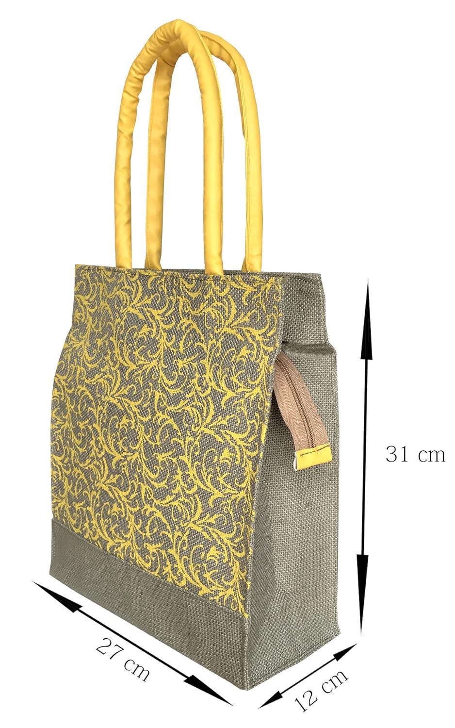 foonty daily use women jute lunch bag(grey,5030)