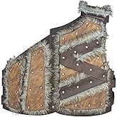 HiiFeuer Viking Artificial Fur Faux Leather Chest Armor, Medieval Vintage Barbarian Body Armor Knight Adjustable Vest Armour