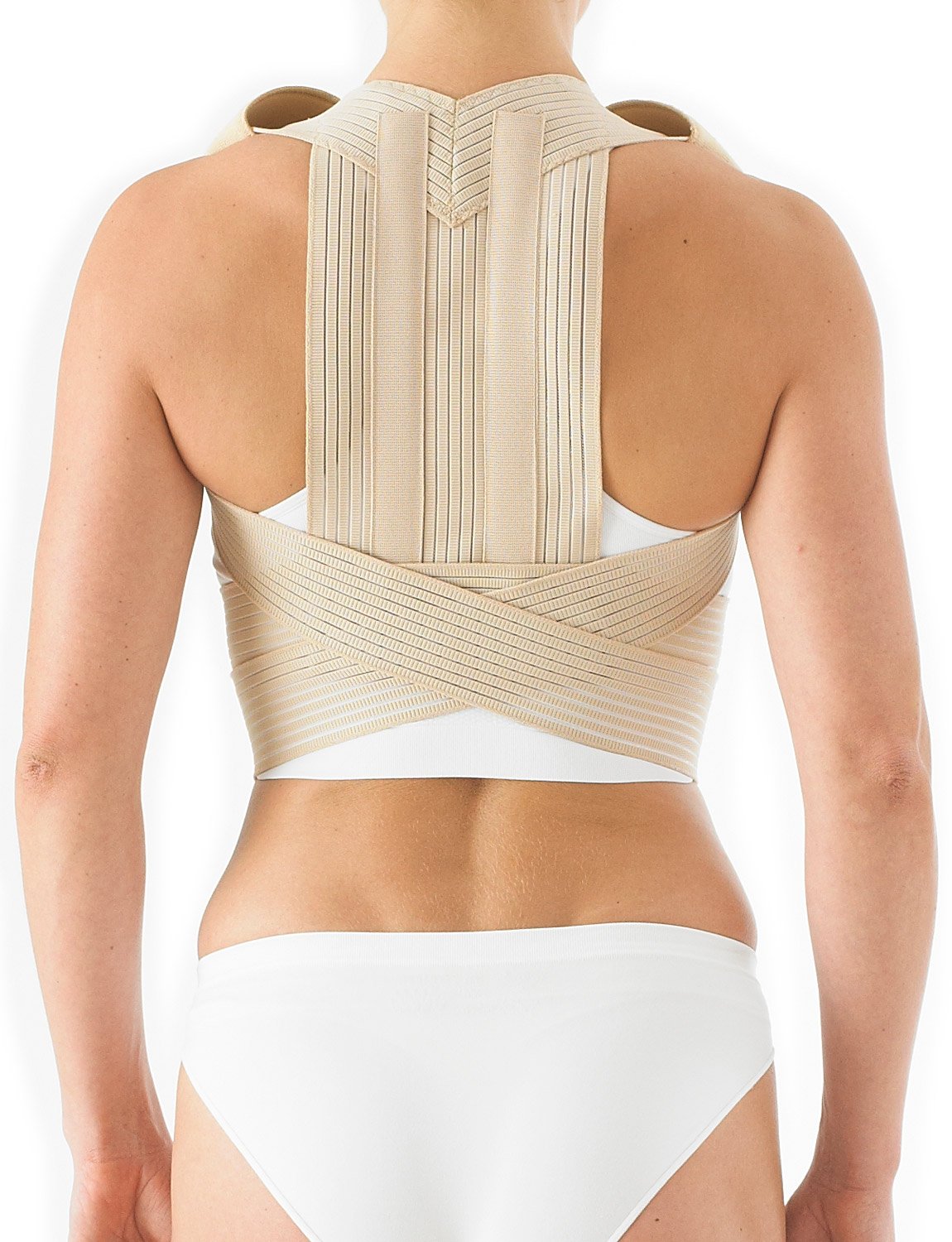 Neo-G Clavicle Brace - Back Support For Posture Correction, Early Kyphosis, Rounded Shoulders, Pain Relief, Muscular Aches, Rehab - Fully Adjustable - Class 1 Medical Device - Medium - Beige