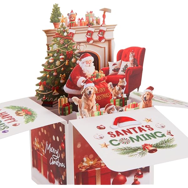 Paper D'Art 3D Pop-Up Weihnachtskarte – Santas Woodland Schlitten, Lasergeschnitten, 16,5x16,5 Cm, Mit Umschlag