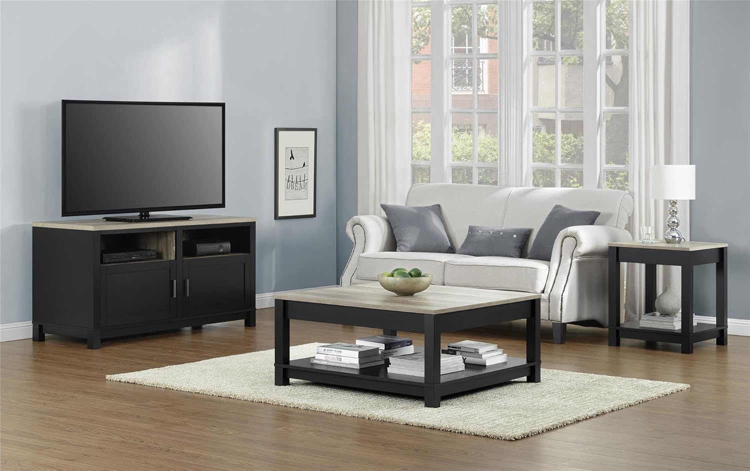 Ameriwood Home Carver End Table, Black: Furniture & Decor