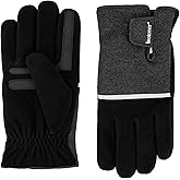 isotoner mens Water Repellent Tech Stretch Touchscreen Gloves With Velcro Closure