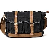 GOOTIUM Canvas Messenger Bag - Vintage Shoulder Bag Frayed Style Boho Purse