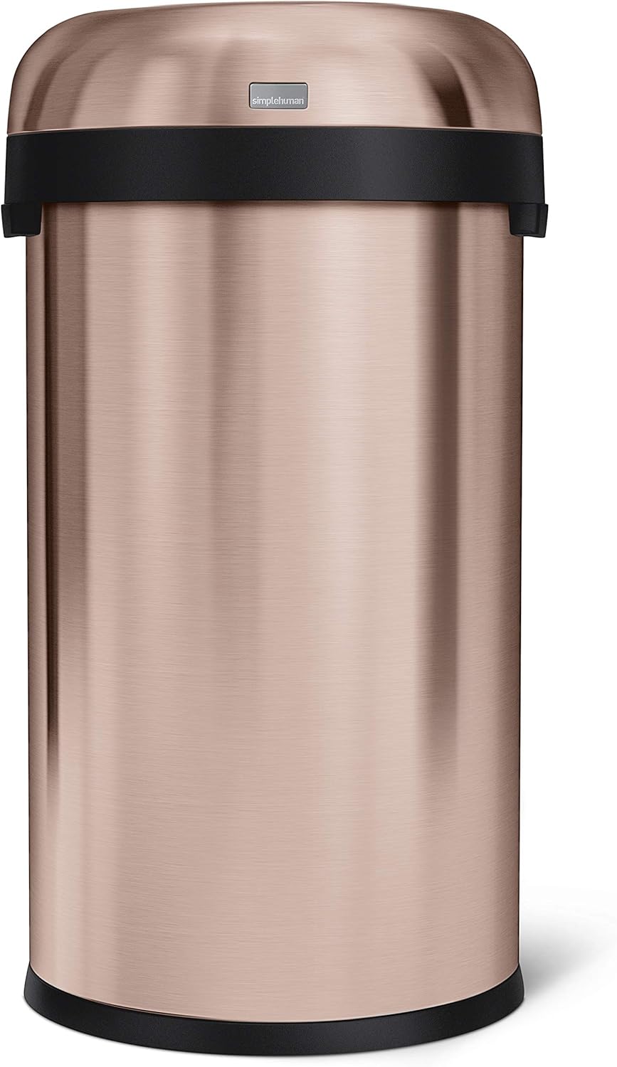 simplehuman CW1479 60L Bullet Open Bin, Rose Gold HeavyGauge Stainless