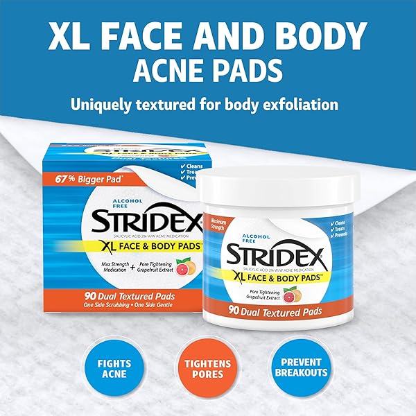 STRIDEX XL FACE BODY PADS, 90 COUNT