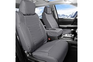 Truckiipa Dodge Ram Seat Covers Fit for Laramie Big Horn Longhorn 2009-2018 Ram 1500 & 2010-2024 Ram 2500 3500 Crew/Quad/Regular Cab, Truck Pickup Canvas Car Seat Cushion Protector(Front Seat/Gray)