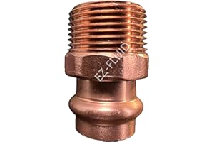 (1) EZ-FLUID 3/4" Press x 1" MIP LF Copper Press Reducing Male Adapter,Pressure Copper Press Reducer Fitting Male NPT x Press Connection for Residential,Commercial Plumbing