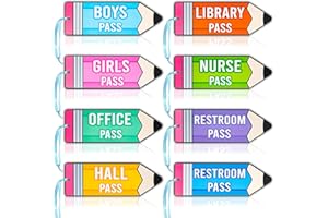 BeYumi Pencil Magnetic Hall Pass - 8Pcs Pencil Magnetic Student Hall Passes Back to School Resuable Waterproof School Passes Set Bathroom Restroom Library Nurse Office Classroom Teacher Passes