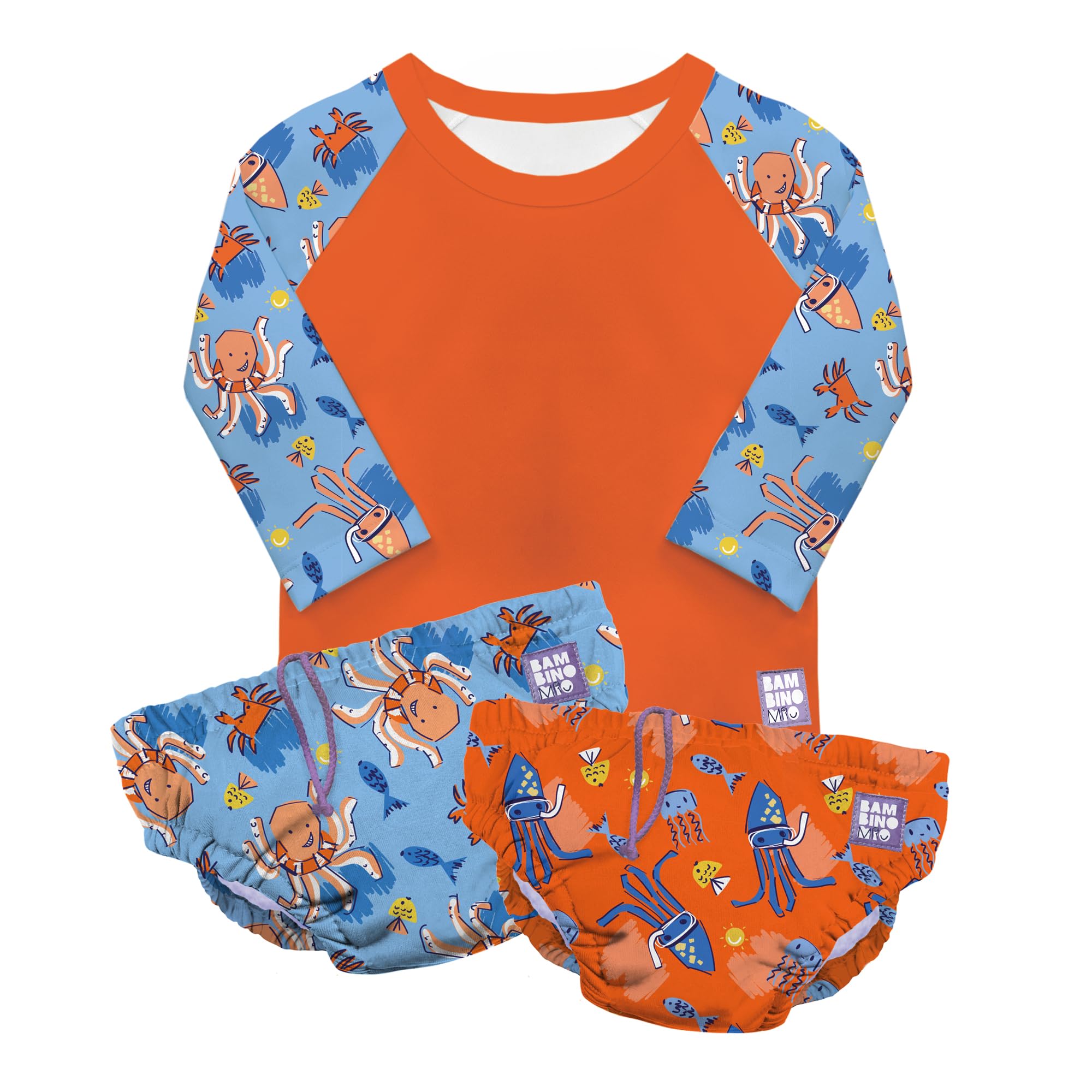 Bambino Mio, Revolutionary Reusable Swim Set - 2 Swim Nappies and Rash Top, Baby and Toddler, Sun Protection UPF40+
