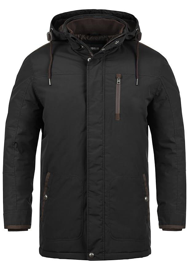 !Solid Dempsey Herren Jacke Parka Mantel Lange warme Übergangsjacke gefüttert mit Abnehmbarer Kapuze