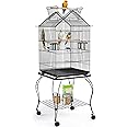 Yaheetech 57-Inch Rolling Open Top Roof Bird Cage for Mid-Sized Parrots Cockatiels Caique Quaker Monk Indian Ring Neck Green Cheek Conure Middle Bird Cage with Detachable Stand