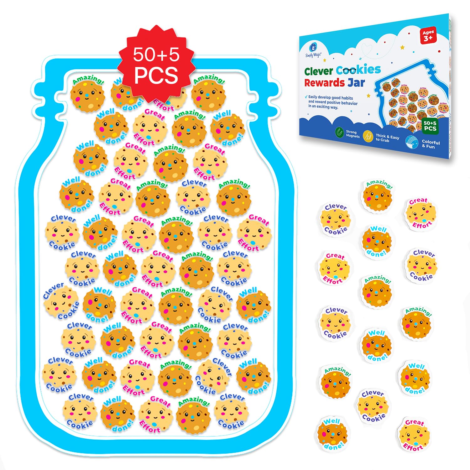 Cookies Reward Sticker Mua 50+5 PCS Magnetic Clever Cookies Rewards Jar for Kids - Behavior ...
