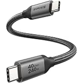 Silkland USB4 for Thunderbolt 4 Cable 1FT, 40Gbps USB C Data Cable, 240W | Support 8K/Dual 4K, 48-Strand Braided, Short USB C to USB C Compatible for SSD, MacBook, iPhone 17/16, iPad, Dock, Hub
