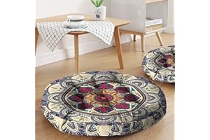 HARETU Mandala Meditation Cushion, Boho Meditation Mat, Meditation Pillows for Sitting on Floor, Cushions for Sitting in Home and Outdoor, Round Floor Pillows Cushion Seating for Yoga 22'' X 22''