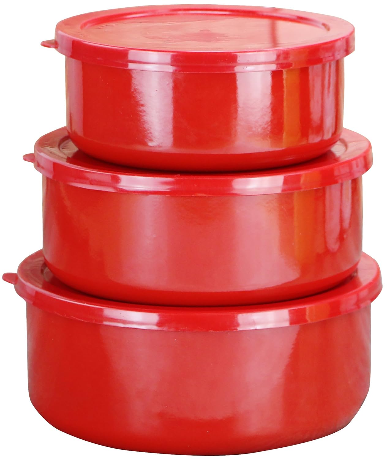 Calypso Basics by Reston Lloyd 6-Piece Enamel on Steel Bowl/Storage Set, Red