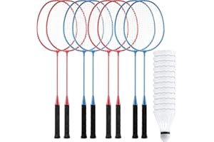 Woanger 8 Packs Badminton Rackets Set with 12 Badminton Racquets for Adult Backyard Gym Beach Outdoor