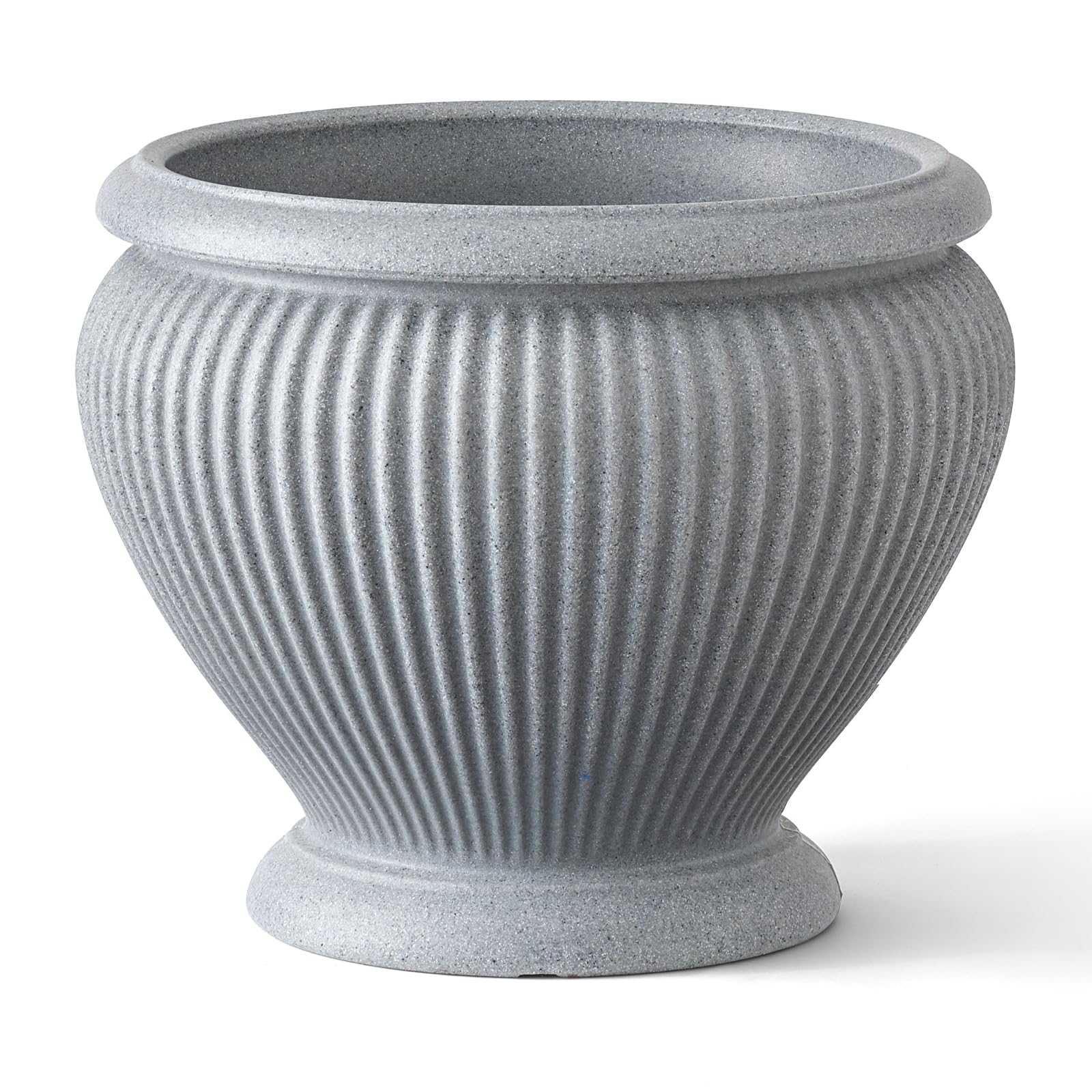 ARBORA 18" Cannes Urn Polyresin Indoor and Outdoor Planter with Stone Blend Concrete Gray Finish - D