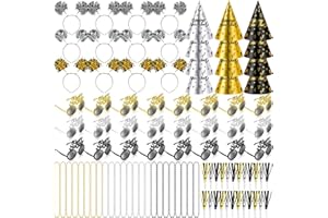 Gemscream 2026 New Years Eve Party Supplies for Guests Happy New Year Headbands Hats Noise Makers Glasses Necklace