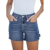 luvamia Jean Shorts for Women Trendy High Waisted Denim Shorts Carpenter Stretchy Summer Casual Mom Cut Off Jeans Shorts