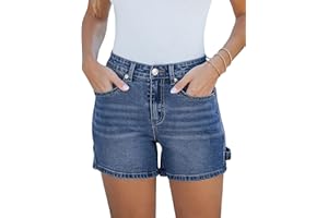 luvamia Jean Shorts for Women Trendy High Waisted Denim Shorts Carpenter Stretchy Summer Casual Mom Cut Off Jeans Shorts