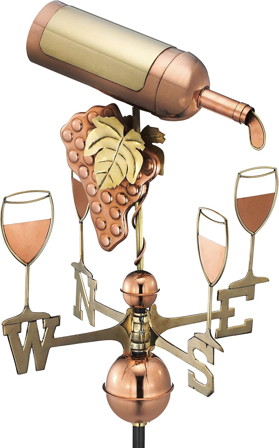 Weathervanes - Good Directions Wine Bottle Weathervane, Pure Copper
