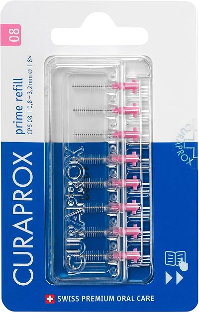 Curaprox CPS 08 Prime Interdental Brush Refills Pink 8x 0.8mm ISO 1
