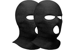 AURUZA 2pcs 3 Hole Winter Knitted Mask, Full Face Cover Ski Scarf Mask Warm Balaclava for Adult Skiing, Motorcycle,Wind Protection