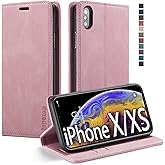 japezop Compatible with iPhone Xs,iPhone X Wallet Case for Women with [RFID Blocking] Card Holder Kickstand, Leather Flip Wallet Case for iPhone X (2017) / Xs (2018) 5.8 inch (Pink)